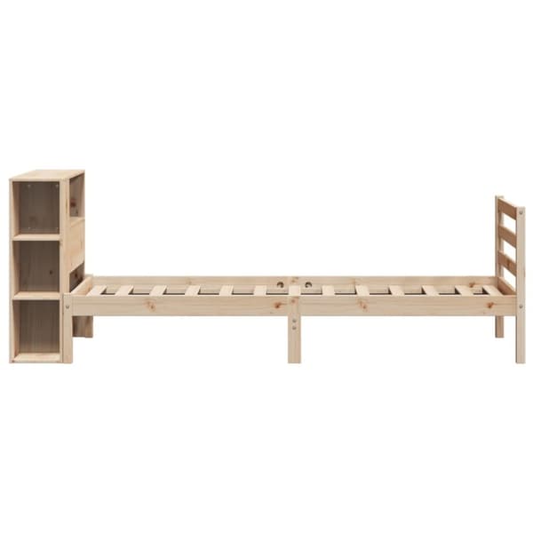 vidaXL Seng med bokhylle uten madrass 100x200 cm heltre furu