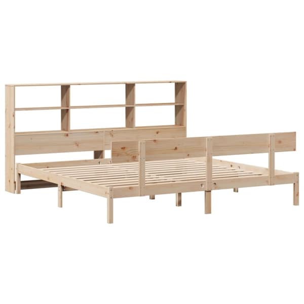 vidaXL Säng med bokhylla utan madrass 180x200cm massiv furu