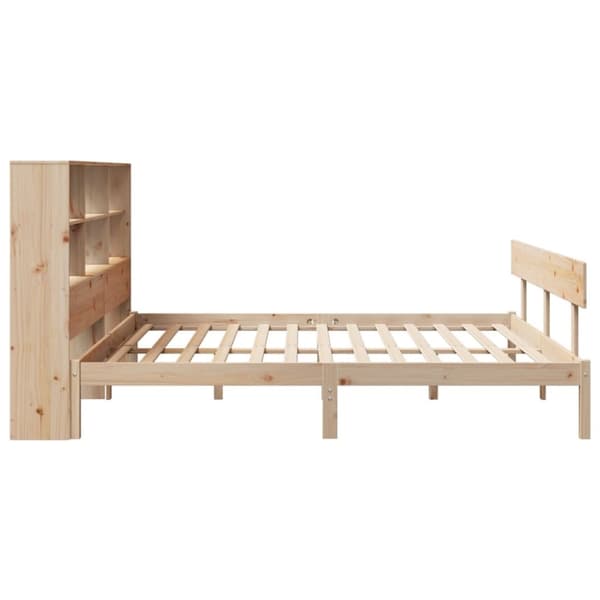 vidaXL Säng med bokhylla utan madrass 180x200cm massiv furu