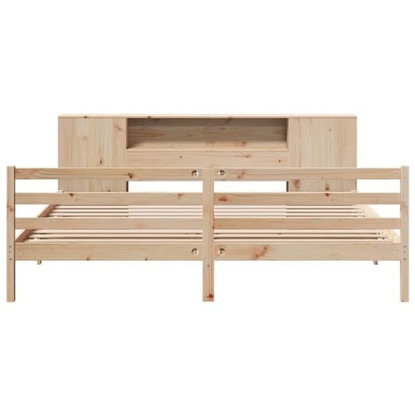 vidaXL Seng med bokhylle uten madrass 200x200 cm heltre furu