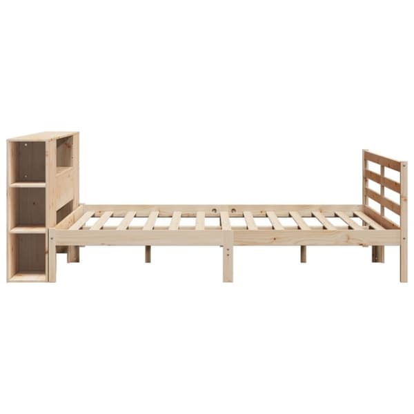 vidaXL Seng med bokhylle uten madrass 200x200 cm heltre furu