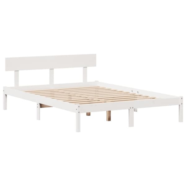 vidaXL Sänky kirjahyllyllä ei patjaa valkoinen 120x190 cm täysi mänty