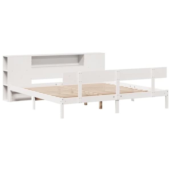 vidaXL seng med reol uden madras 180x200 cm massivt fyrretræ hvid