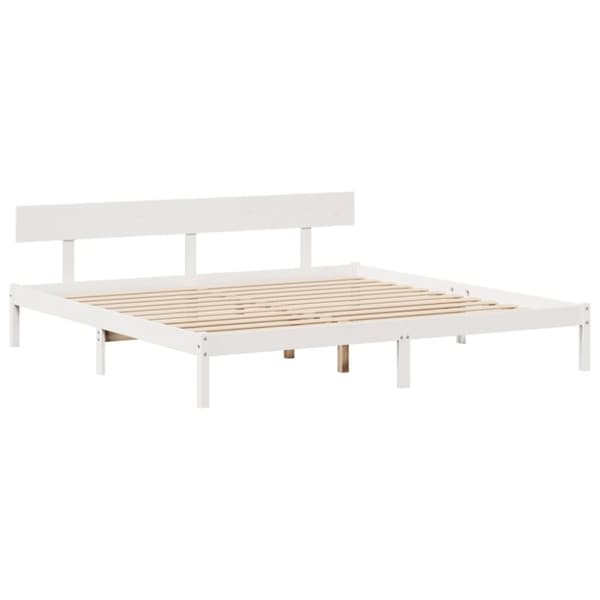 vidaXL seng med reol uden madras 180x200 cm massivt fyrretræ hvid