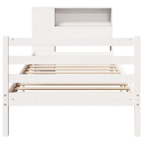 vidaXL Seng med bokhylle uten madrass hvit 100x200 cm heltre furu