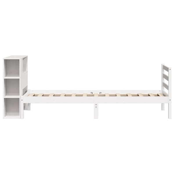 vidaXL Seng med bokhylle uten madrass hvit 100x200 cm heltre furu