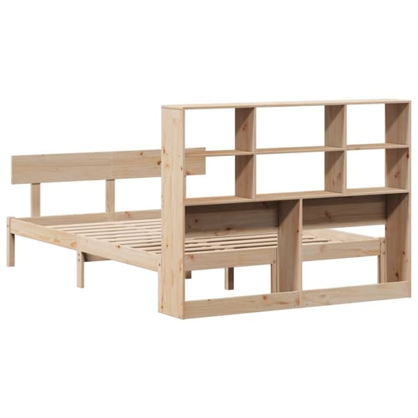 vidaXL Seng med bokhylle uten madrass 120x190 cm heltre furu