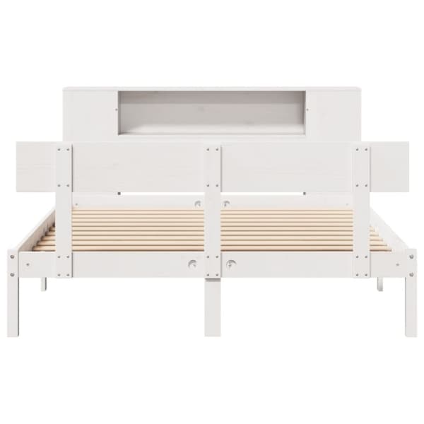 vidaXL Seng med bokhylle uten madrass hvit 140x190 cm heltre furu