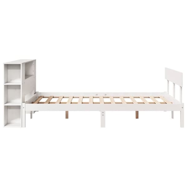 vidaXL Seng med bokhylle uten madrass hvit 140x190 cm heltre furu