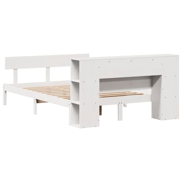 vidaXL Seng med bokhylle uten madrass hvit 140x190 cm heltre furu