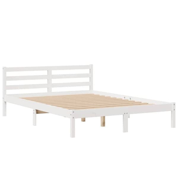 vidaXL Seng med bokhylle uten madrass hvit 140x190 cm heltre furu