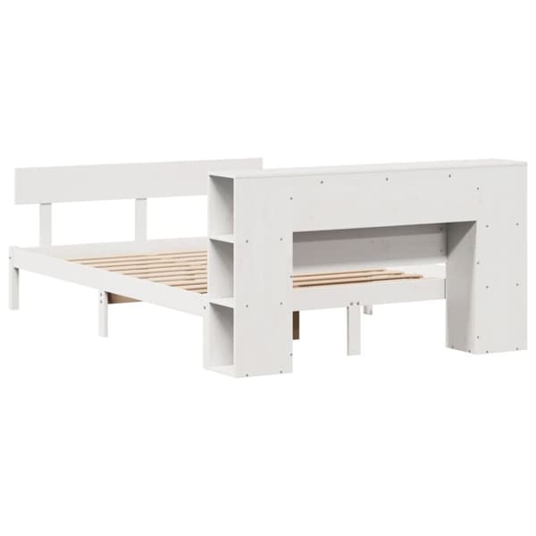 vidaXL Seng med bokhylle uten madrass hvit 160x200 cm heltre furu