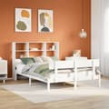 Miniatyrbilde 2 av 11: vidaXL Seng med bokhylle uten madrass hvit 150x200 cm heltre furu