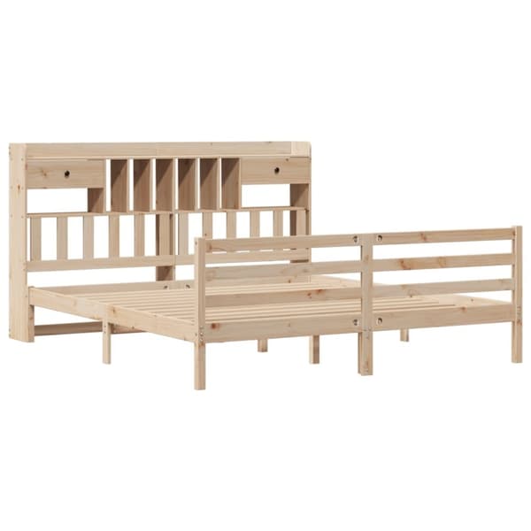 vidaXL Seng med bokhylle uten madrass 200x200 cm heltre furu