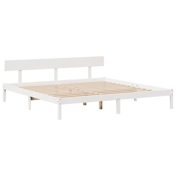 vidaXL Sänky kirjahyllyllä ei patjaa valkoinen 180x200 cm täysi mänty