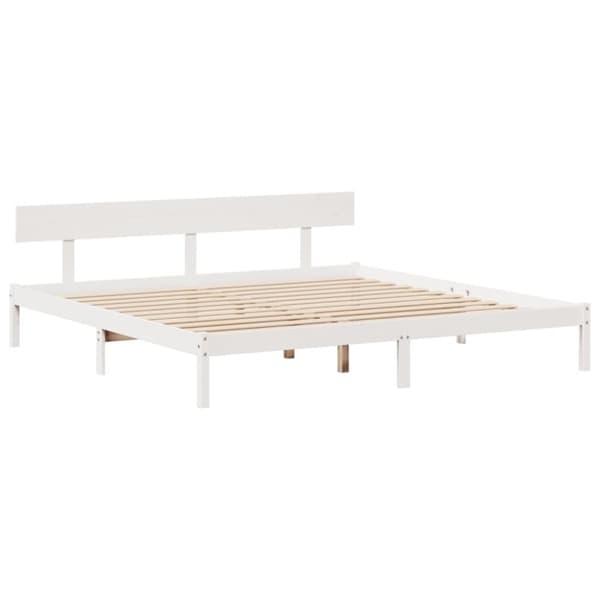 vidaXL Sänky kirjahyllyllä ei patjaa valkoinen 200x200 cm täysi mänty