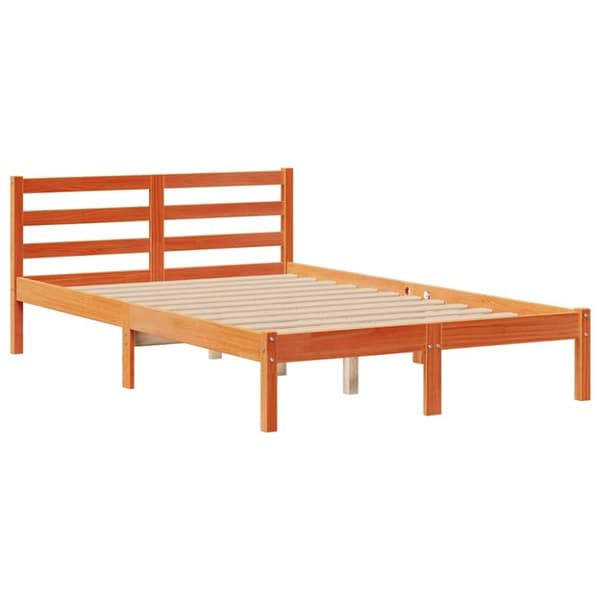 vidaXL seng med reol uden madras 120x190cm massivt fyrretræ gyldenbrun
