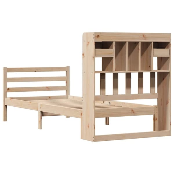 vidaXL Seng med bokhylle uten madrass 75x190 cm heltre furu
