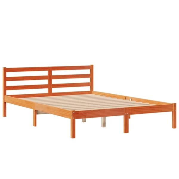 vidaXL Seng med bokhylle uten madrass voksbrun 160x200 cm heltre furu