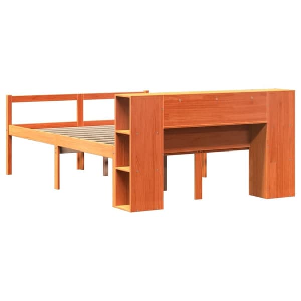 vidaXL Seng med bokhylle uten madrass voksbrun 150x200 cm heltre