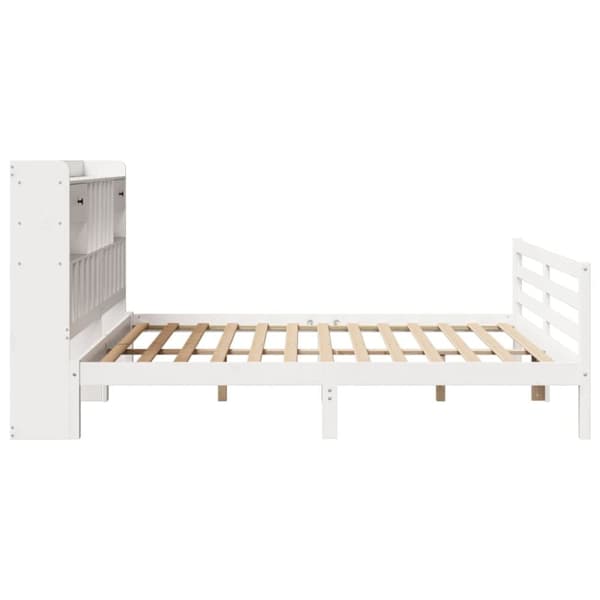 vidaXL Seng med bokhylle uten madrass hvit 200x200 cm heltre furu