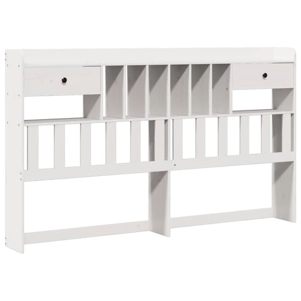vidaXL Seng med bokhylle uten madrass hvit 200x200 cm heltre furu