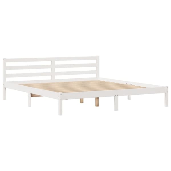 vidaXL Seng med bokhylle uten madrass hvit 200x200 cm heltre furu