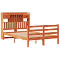 Miniatyrbilde 4 av 11: vidaXL Seng med bokhylle uten madrass voksbrun 135x190 cm heltre furu