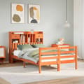 Miniatyrbilde 2 av 11: vidaXL Seng med bokhylle uten madrass voksbrun 135x190 cm heltre furu