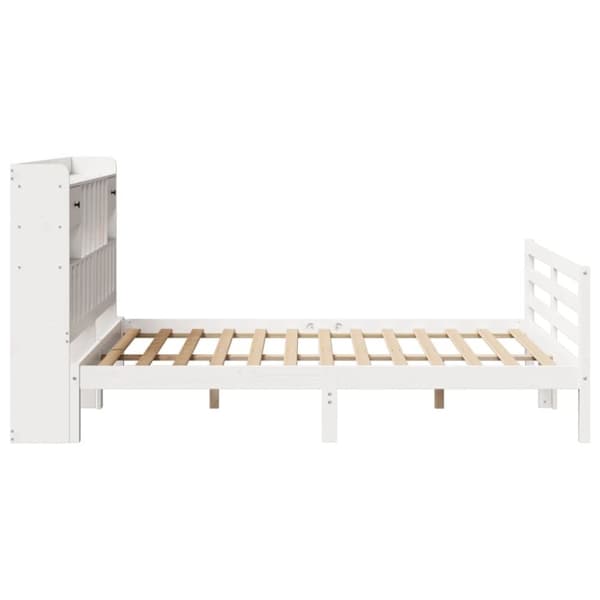 vidaXL seng med reol uden madras 140x200 cm massivt fyrretræ hvid