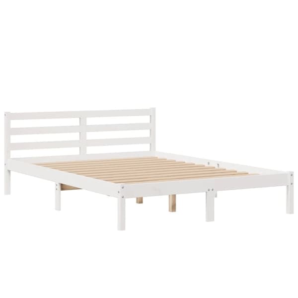 vidaXL seng med reol uden madras 140x200 cm massivt fyrretræ hvid