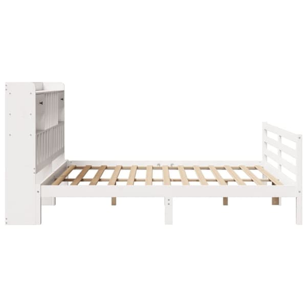 vidaXL Seng med bokhylle uten madrass hvit 180x200 cm heltre furu