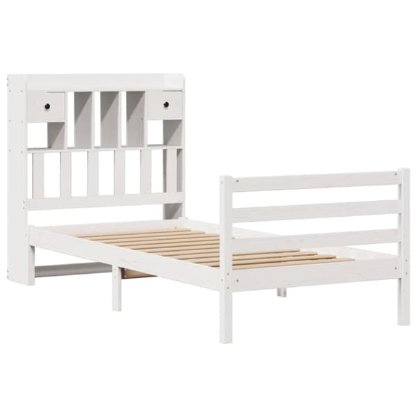 vidaXL seng med reol uden madras 75x190 cm massivt fyrretræ hvid