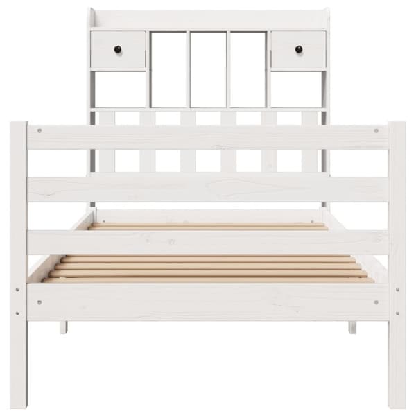 vidaXL seng med reol uden madras 75x190 cm massivt fyrretræ hvid