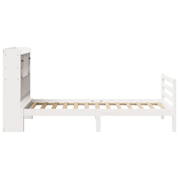 vidaXL seng med reol uden madras 75x190 cm massivt fyrretræ hvid