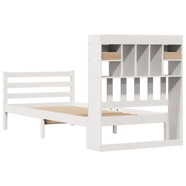 vidaXL seng med reol uden madras 75x190 cm massivt fyrretræ hvid
