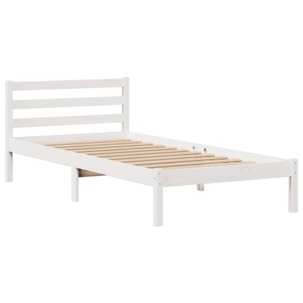 vidaXL seng med reol uden madras 75x190 cm massivt fyrretræ hvid