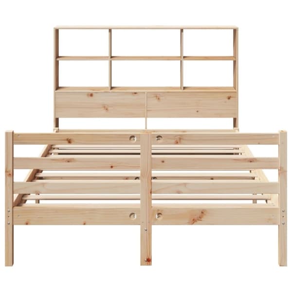 vidaXL Seng med bokhylle uten madrass 150x200 cm heltre furu