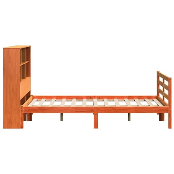 vidaXL Seng med bokhylle uten madrass voksbrun 140x190 cm heltre