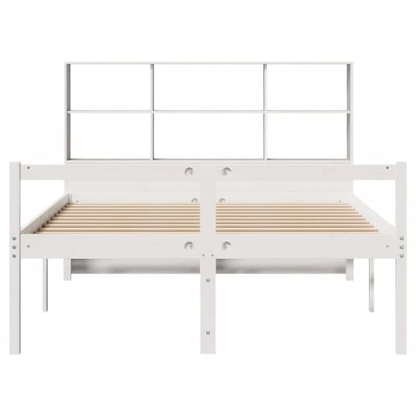 vidaXL Seng med bokhylle uten madrass hvit 150x200 cm heltre furu
