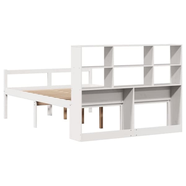 vidaXL Seng med bokhylle uten madrass hvit 150x200 cm heltre furu