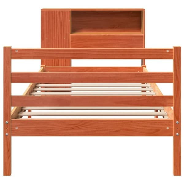 vidaXL Seng med bokhylle uten madrass voksbrun 100x200 cm heltre