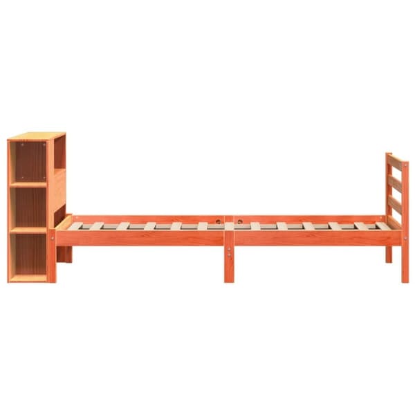 vidaXL Seng med bokhylle uten madrass voksbrun 100x200 cm heltre