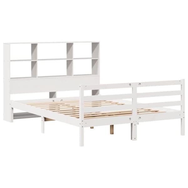 vidaXL Seng med bokhylle uten madrass hvit 120x190 cm heltre furu