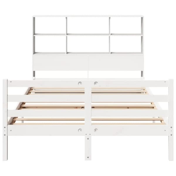 vidaXL Seng med bokhylle uten madrass hvit 120x190 cm heltre furu