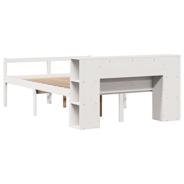 vidaXL Seng med bokhylle uten madrass hvit 150x200 cm heltre furu