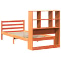 Miniatyrbilde 7 av 11: vidaXL Seng med bokhylle uten madrass voksbrun 90x190 cm heltre