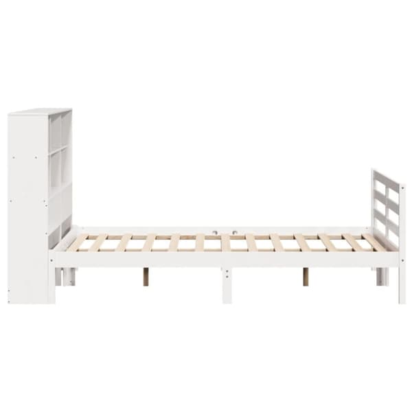 vidaXL Seng med bokhylle uten madrass hvit 150x200 cm heltre furu