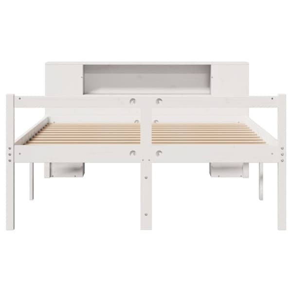 vidaXL seng med reol uden madras 140x200 cm massivt fyrretræ hvid