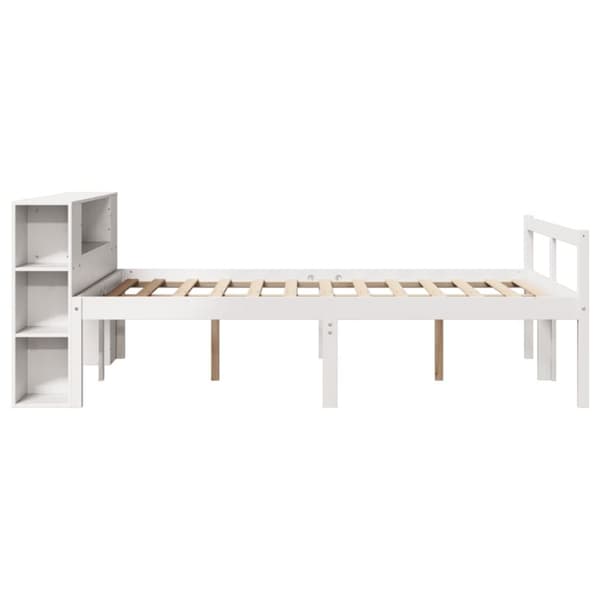 vidaXL seng med reol uden madras 140x200 cm massivt fyrretræ hvid